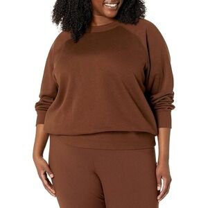 Amazon Essentials Women Brown Long Sleeve Crewneck Sweatshirt Plus Size 2X‎